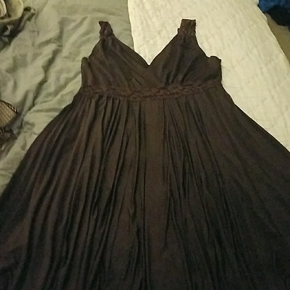 Fun Brown Lace detail Swing Dress.